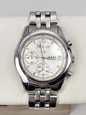 Takeo Kikuchi TK-2036 Chronograph Men's Quartz Watch White Dial Date